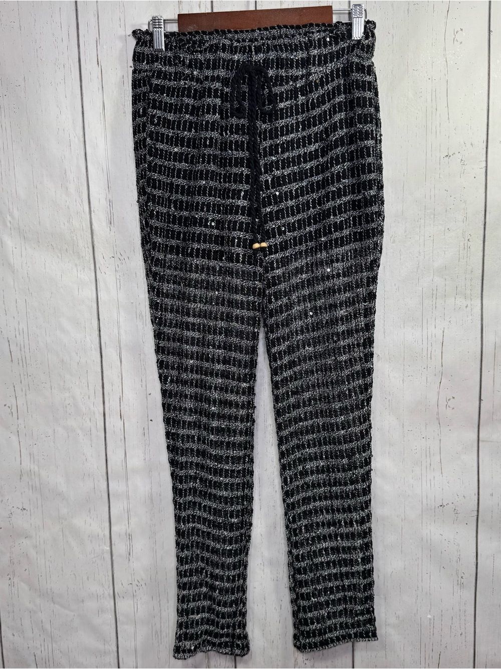 Must Have Sheer Sequin Knit Beach Coverup Pants Boho Glam Resortwear Sparkle S
